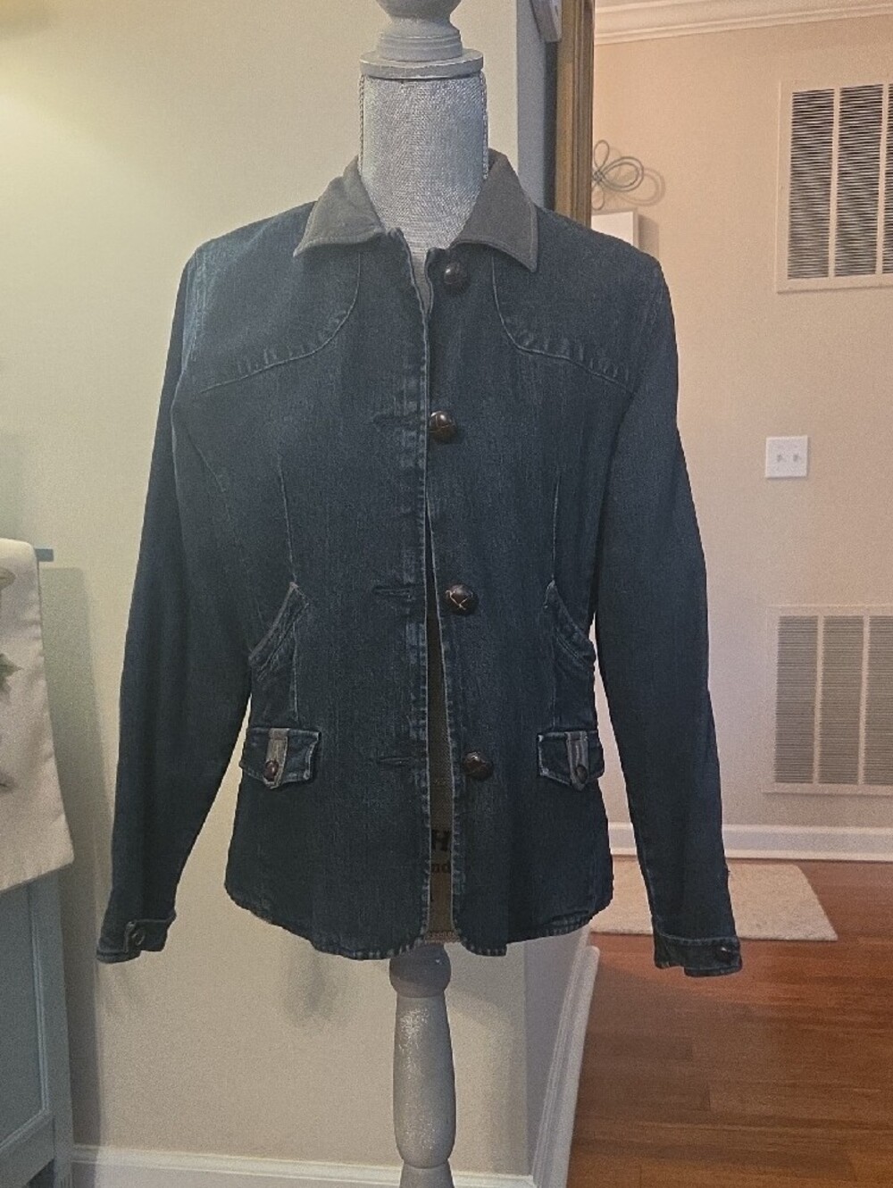 Retro 90's Columbia Denim Leather Trimmed Jacket